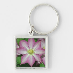 Trio of Clematis Pink and White Spring Vine Key Ring