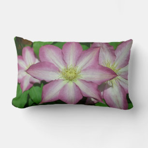 Trio of Clematis Pink and White Spring Vine Lumbar Cushion