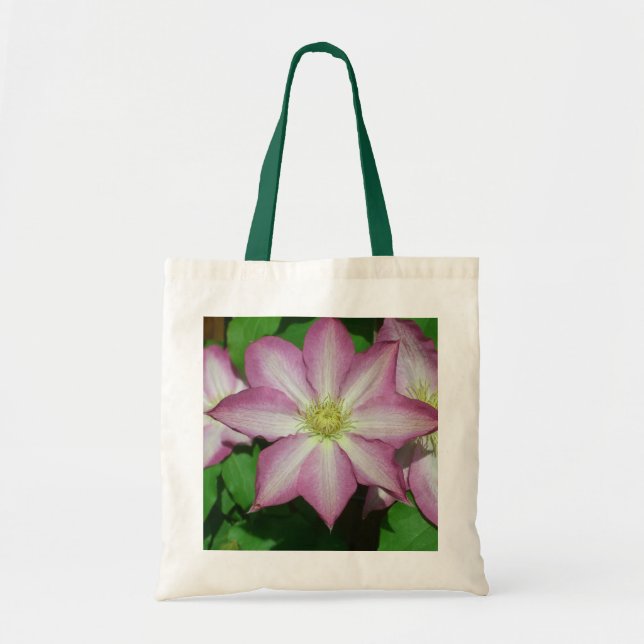 Trio of Clematis Pink and White Spring Vine Tote Bag (Front)