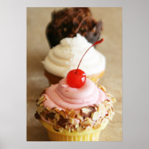 Trio of Cupcakes Food Poster