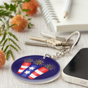 Trio of Firecrackers for the 4th of July Key Ring