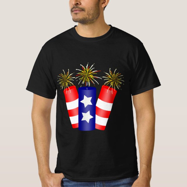 Trio of Firecrackers for the 4th of July T-Shirt (Front)