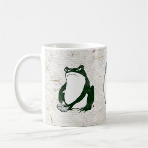 Trio of Grumpy Japanese Frogs Toads 19th Century  Coffee Mug