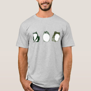 Trio of Grumpy Japanese Frogs Toads 19th Century  T-Shirt