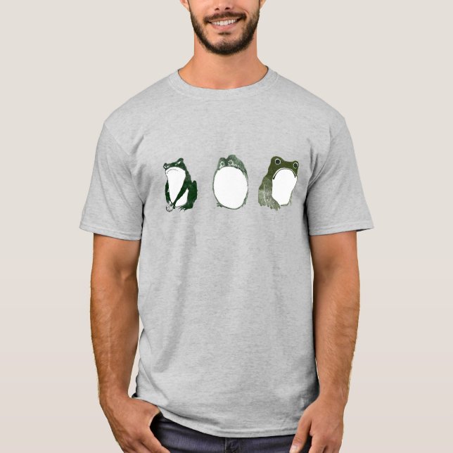 Trio of Grumpy Japanese Frogs Toads 19th Century  T-Shirt (Front)