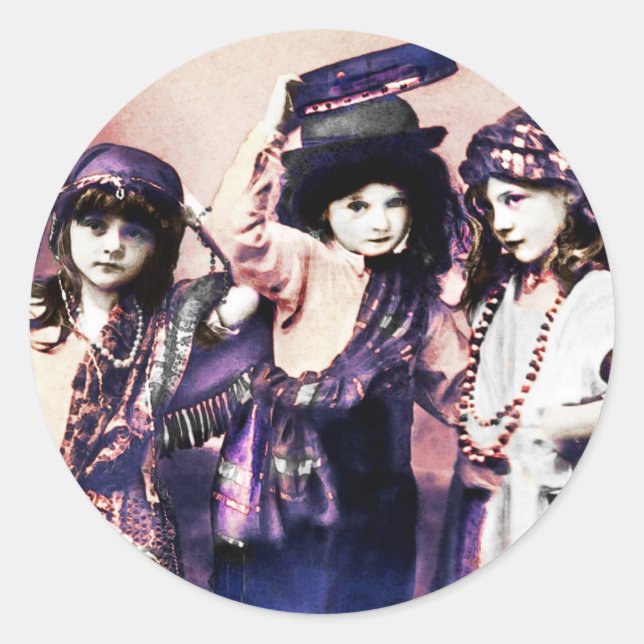 Trio of Gypsy Children Classic Round Sticker (Front)