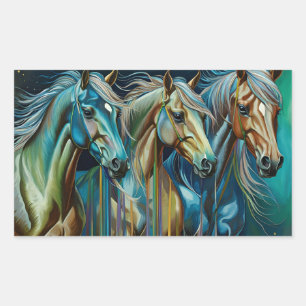 Trio of Horses  Rectangular Sticker