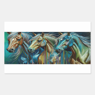 Trio of Horses  Rectangular Sticker