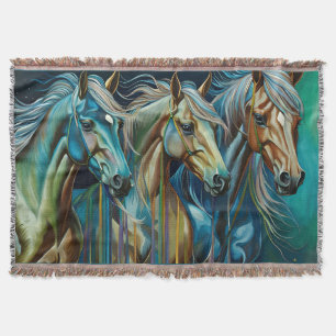 Trio of Horses Throw Blanket
