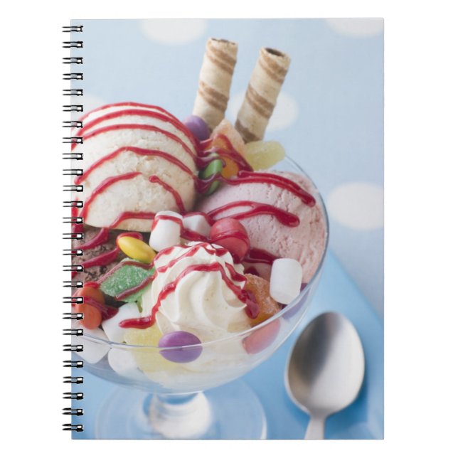 Trio of Ice Cream and Sweet Sundae Spiral Notebook (Front)