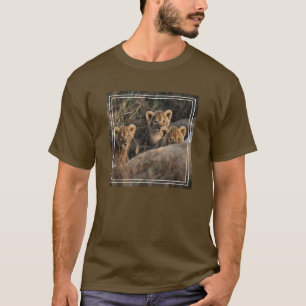 Trio of Lion Cubs with Mother T-Shirt