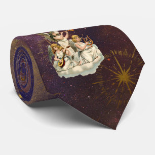 Trio of Musicial Angels Purple Starry Sky Tie