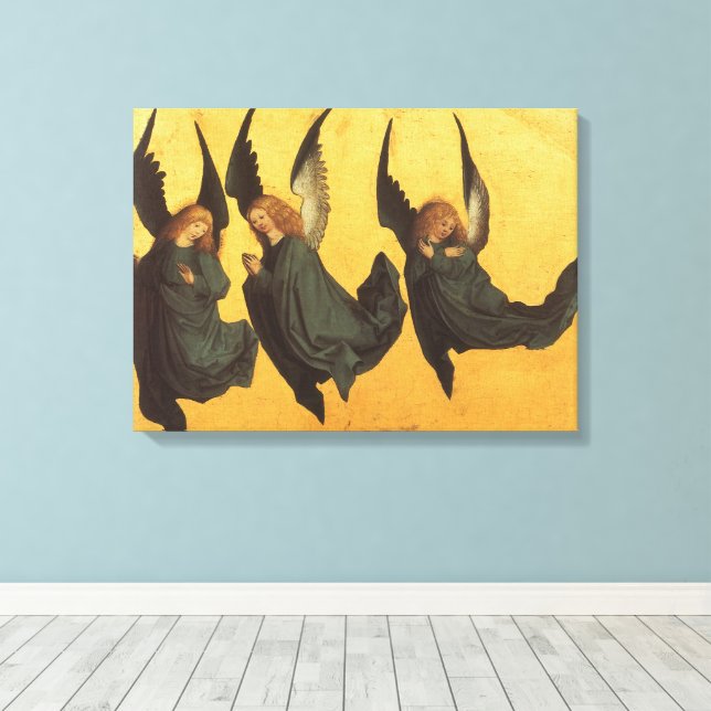 Trio of Renaissance Angels by Master of Housebook Canvas Print (Insitu(Wood Floor))