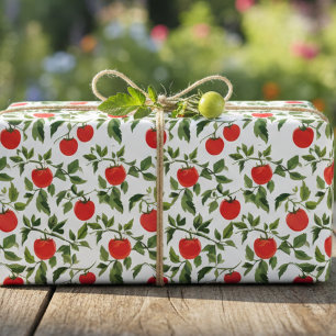 Trio of Tomato Plant Pattern Wrapping Paper Sheets