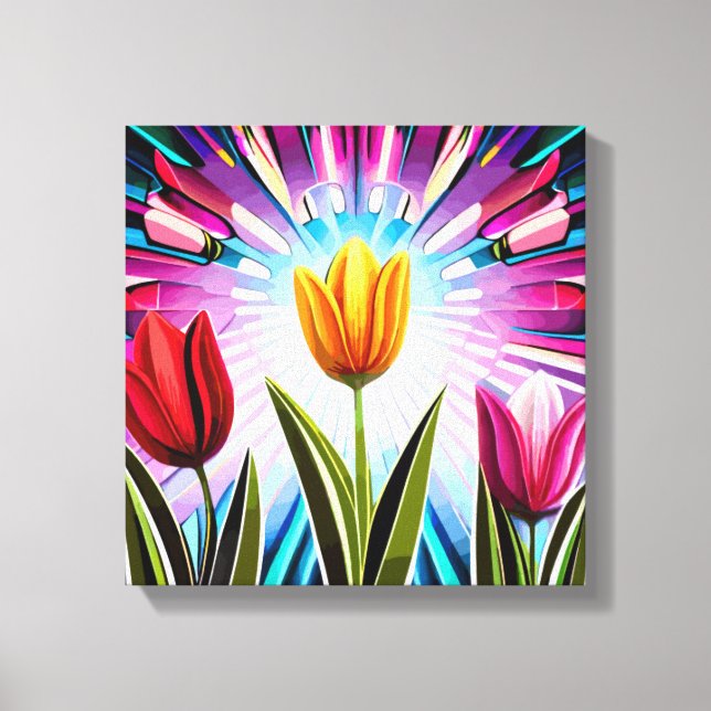 Trio of Tulips: A Burst of Springtime Beauty Canvas Print (Front)