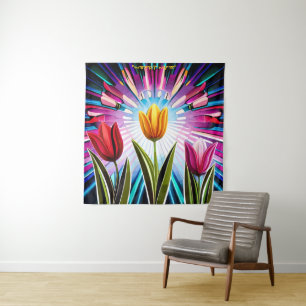 Trio of Tulips: A Burst of Springtime Beauty Tapestry