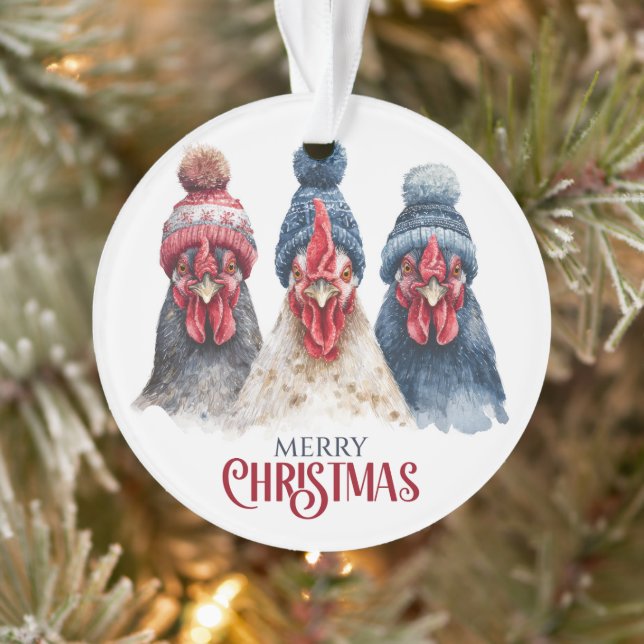 Trio of Winter Chickens Christmas  Ornament (Tree)