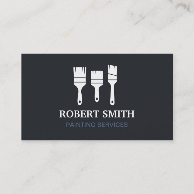 Trio Paintbrushes Silhouette Painting Business Card (Front)