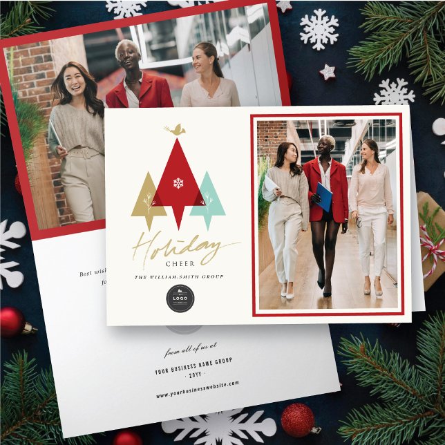 Trio Trees Bird And Holiday Cheer Modern Business (Creator Uploaded)