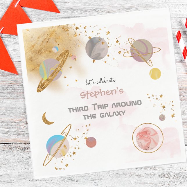 Trip around the galaxy outer space birthday napkin (Creator Uploaded)