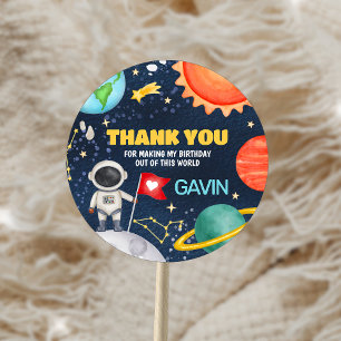 Trip Around the Sun Outer Space Birthday Party Classic Round Sticker