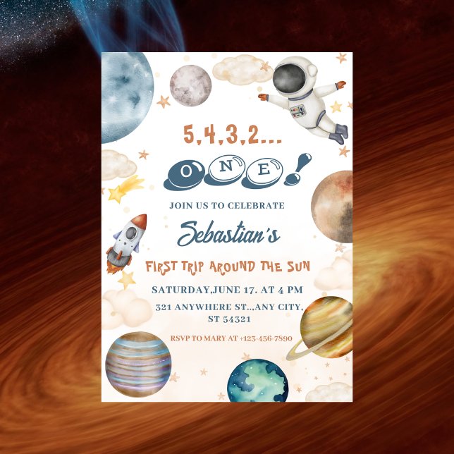Trip Around the Sun | Outer Space First Birthday I Invitation (Creator Uploaded)