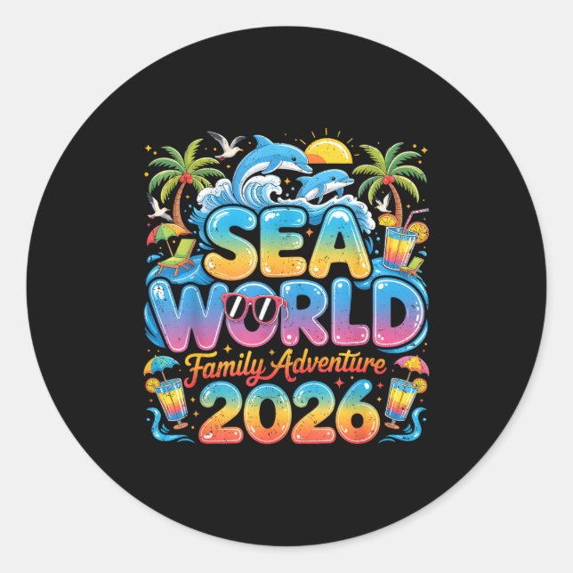 Trip Sea Family Tropical World Adventure 2026 Vaca Classic Round Sticker (Front)