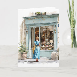 Trip To The Bakery In Watercolors Card