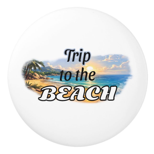 Trip to the Beach Tropical Sunset Escape Design Ceramic Knob (Front)