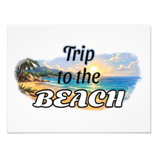 Trip to the Beach Tropical Sunset Escape Design Photo Print