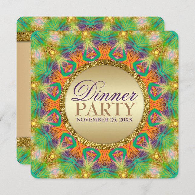 Trip-Trop Bright Tribe Dinner Party Invitation (Front/Back)