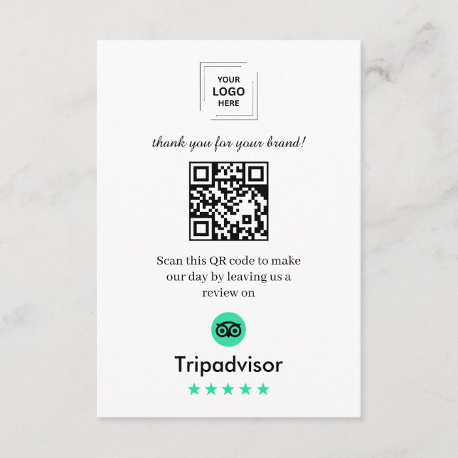TripAdvisor QR Review Customer Feedback Insert  (Front)