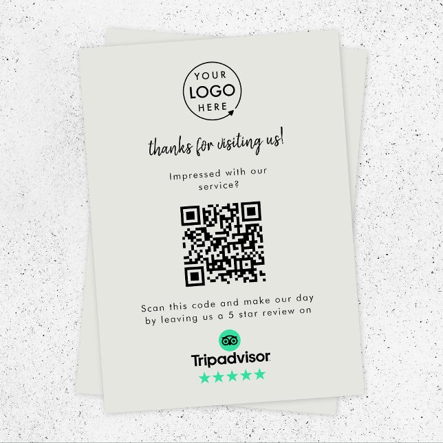 TripAdvisor Rating Link | QR Code Grey Business Enclosure Card (Gain Tripadvisor reviews & grow your business with this rating request enclosure card or handout.)