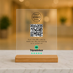 Tripadvisor Reviews   Business Review Link QR Code Acrylic Sign