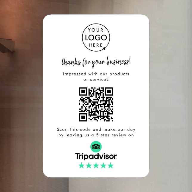 Tripadvisor Reviews | Business Review QR Code (Gain Tripadvisor reviews & grow your business with this rating request editable window cling sign.)