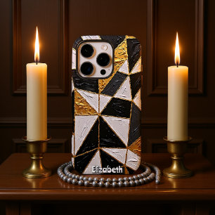 Tripartite Harmony: Gold Interlace iPhone 16 Pro Case