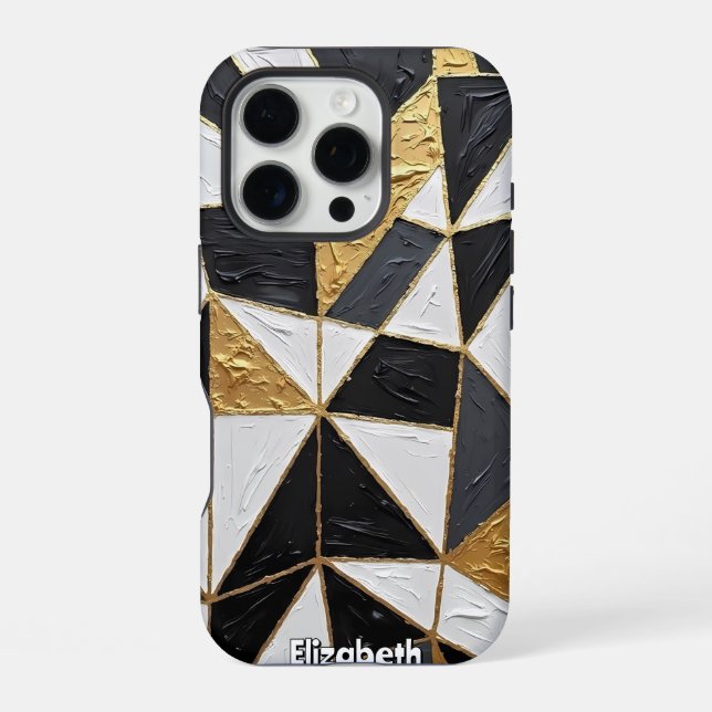 Tripartite Harmony: Gold Interlace iPhone Case (Back)