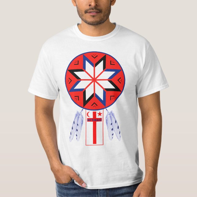 Tripartite Mi'Kmaq Forum Symbol and Flag T-Shirt (Front)
