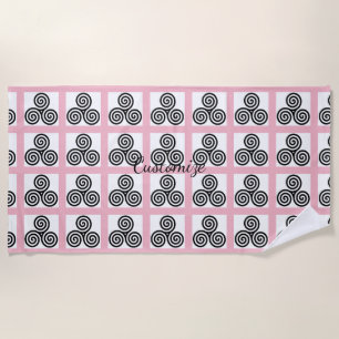 Triple Black Spirals Thunder_Cove Beach Towel