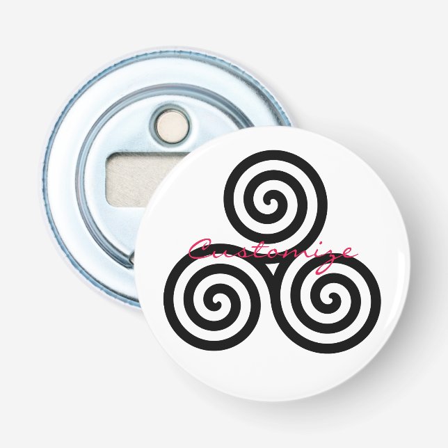 Triple Black Spirals Thunder_Cove Bottle Opener (Front)