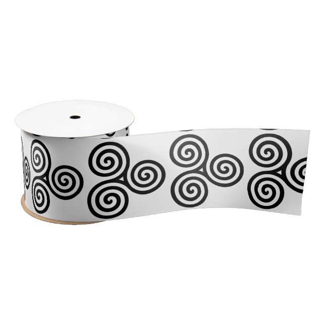 Triple Black Spirals Thunder_Cove Satin Ribbon (Spool)