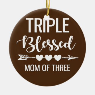 Triple Blessed Mum Of Three Boys Girls Kids Ceramic Tree Decoration