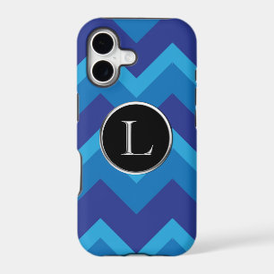 Triple Blue Chevron L Silver Caslon Monogram