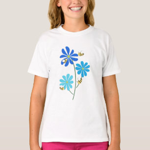 Triple Blue Flowers T-Shirt