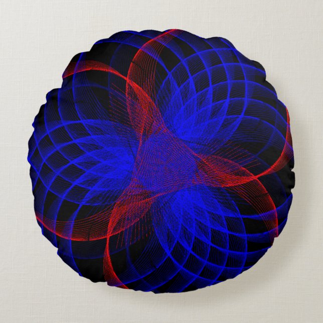 Triple Blueberry Accent Geometric Round Pillow (Front)