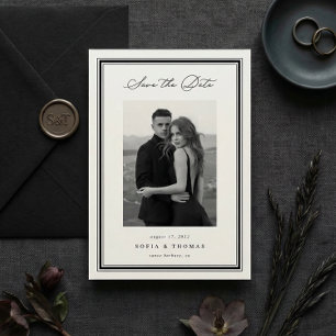 Triple Border Simple Elegant Photo Wedding Save The Date