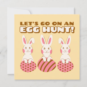 Triple Bunny Egg Hunt Easter Card