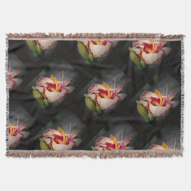 ‘Triple Cherries’ Daylily Throw Blanket (Front)