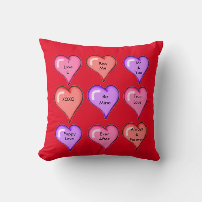 Triple Coloured Heart Personalised Square Pillow (Front)