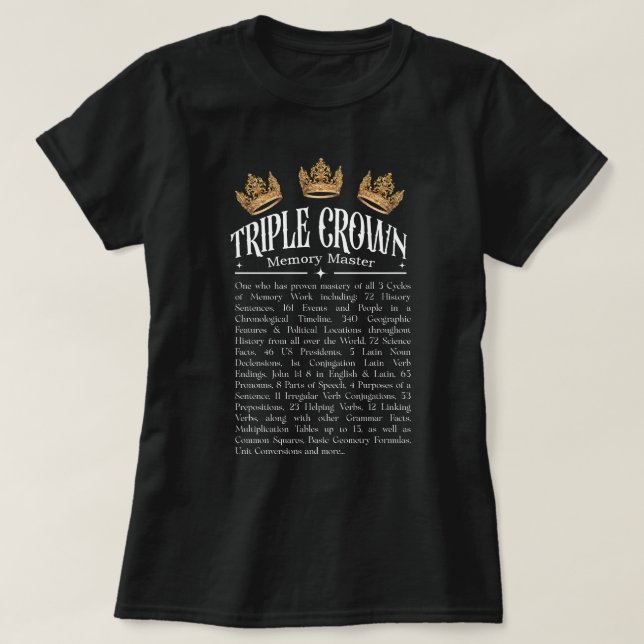 Triple Crown Memory Master CC Cycle Tutor T-Shirt (Design Front)